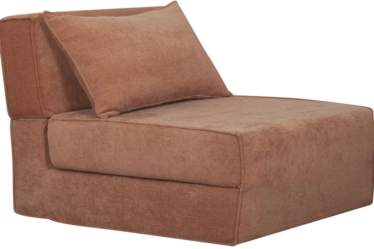 Miliboo Sillones Cama | Cama Para Niños-Sillón cama de 1 plaza de tejido efecto aterciopelado color terracota VICTOR