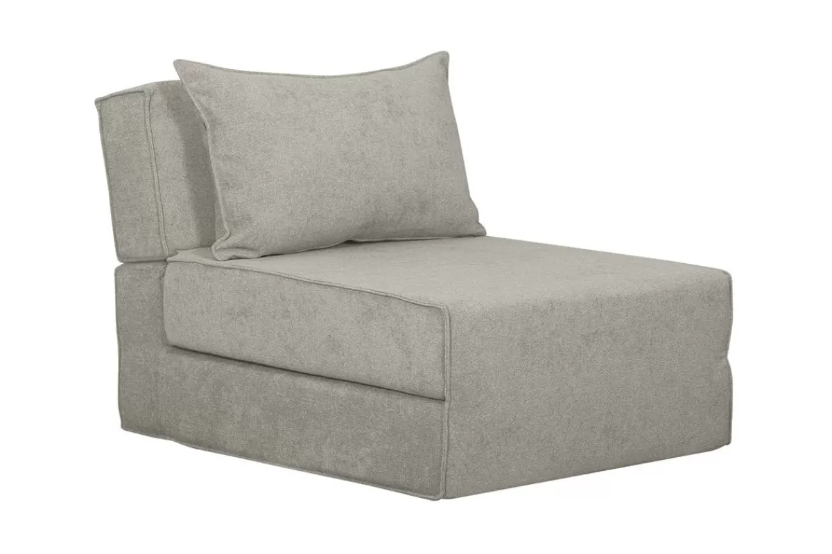Miliboo Sillones Cama | Cama Para Niños-Sillón cama de 1 plaza de tejido efecto aterciopelado color topo VICTOR