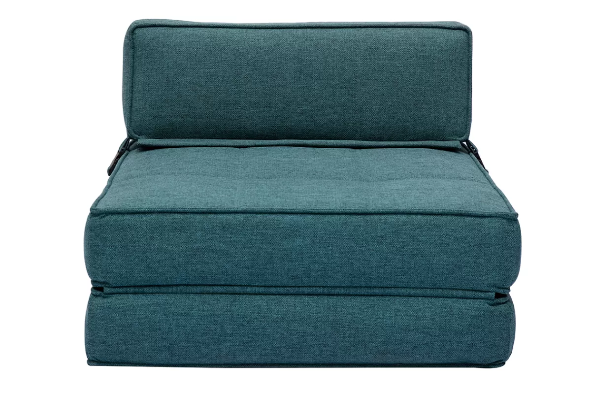Miliboo Sillones Cama-Sillón cama de 1 plaza de tela azul petróleo KATY