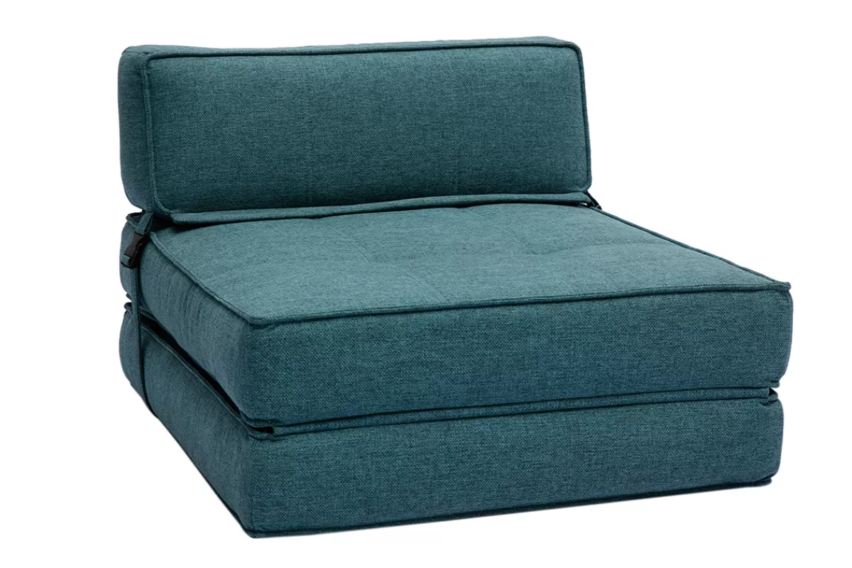 Miliboo Sillones Cama-Sillón cama de 1 plaza de tela azul petróleo KATY