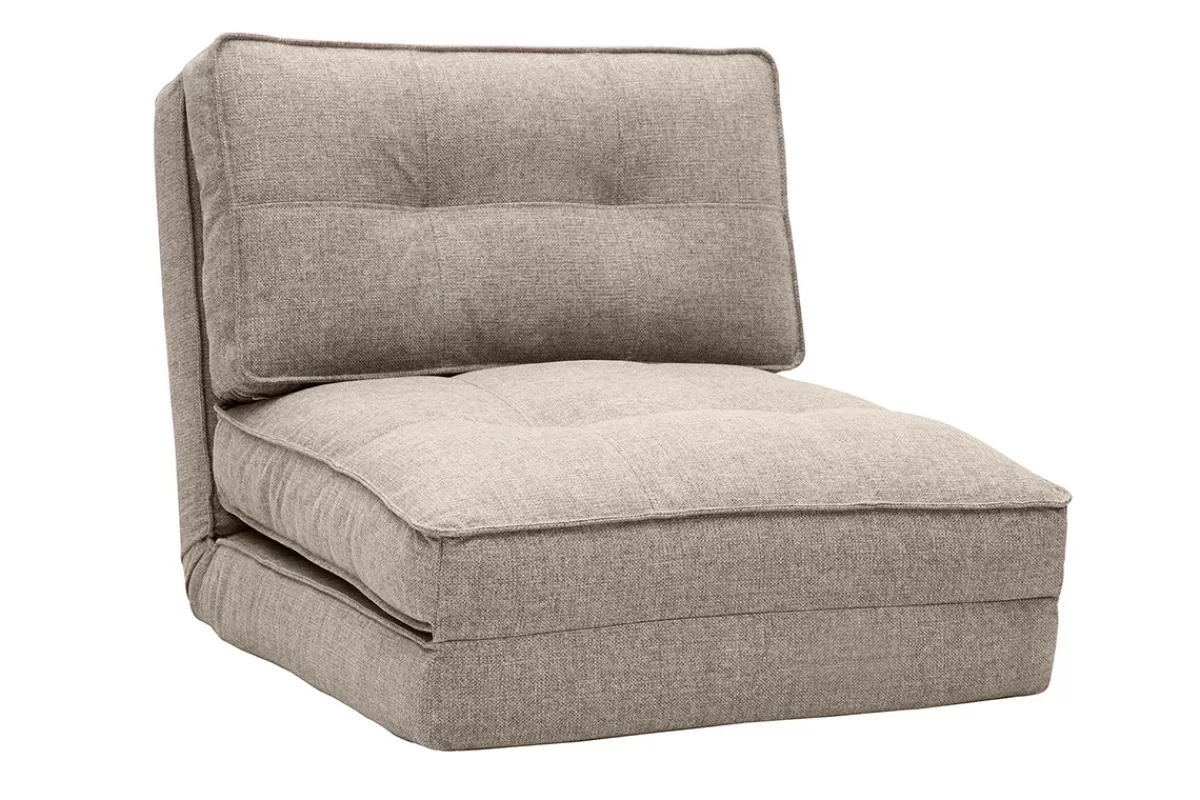 Miliboo Sillones Cama | Cama Para Niños-Sillón cama de 1 plaza de tela color topo SALLY
