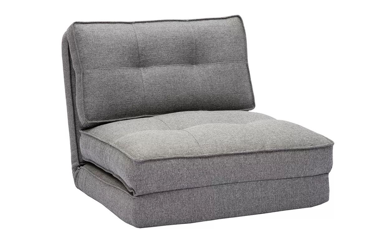 Miliboo Sillones Cama | Cama Para Niños-Sillón cama de 1 plaza de tela gris jaspeado SALLY