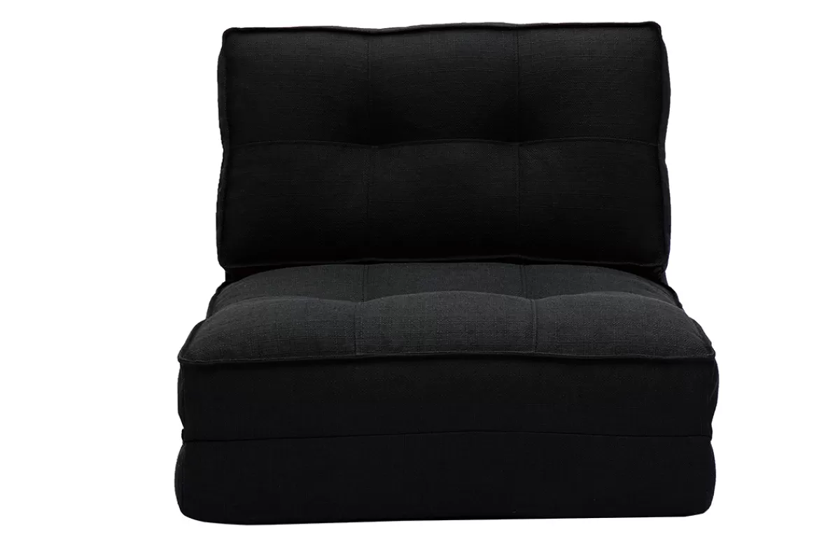 Miliboo Sillones Cama | Cama Para Niños-Sillón cama de 1 plaza de tela negra SALLY