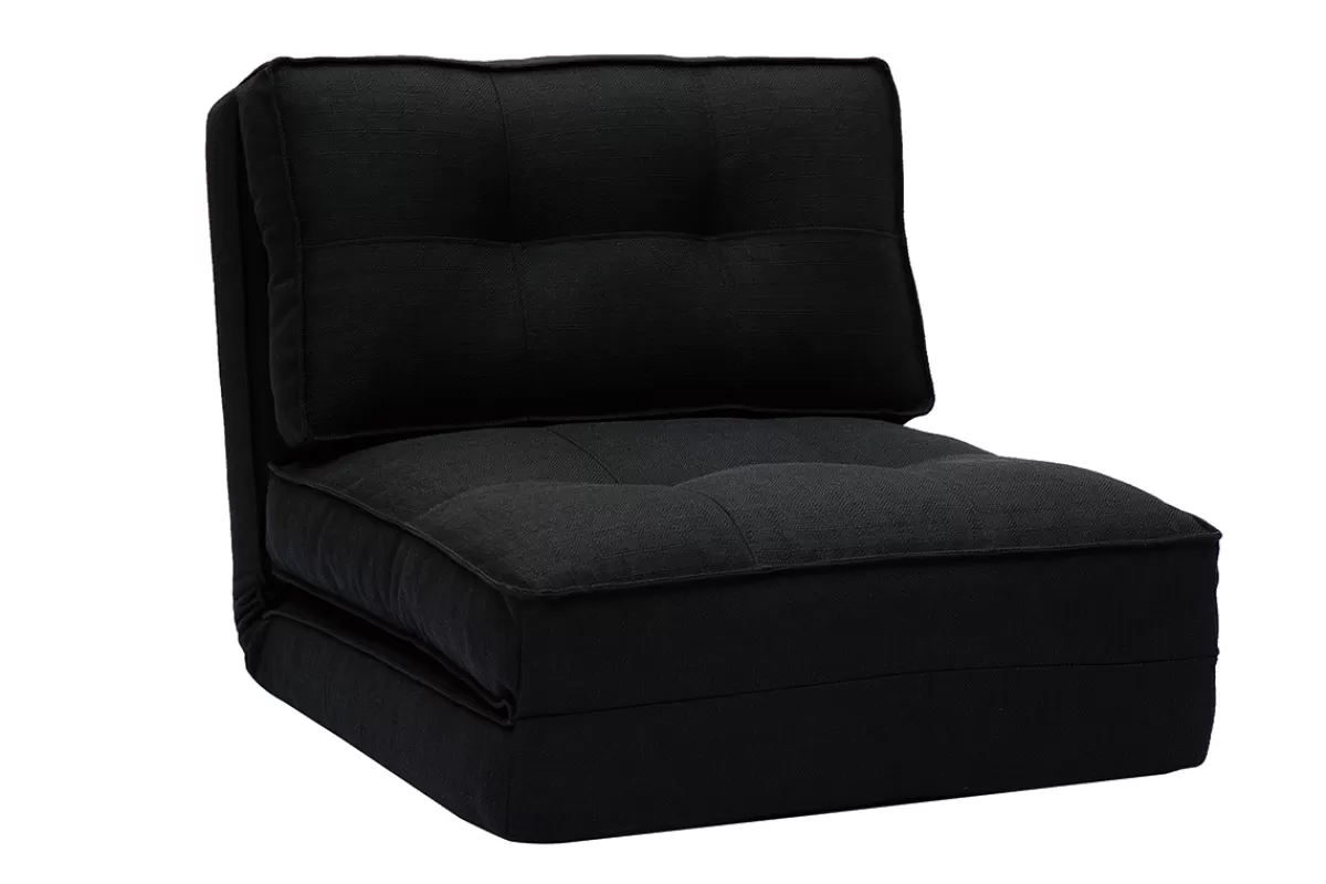 Miliboo Sillones Cama | Cama Para Niños-Sillón cama de 1 plaza de tela negra SALLY