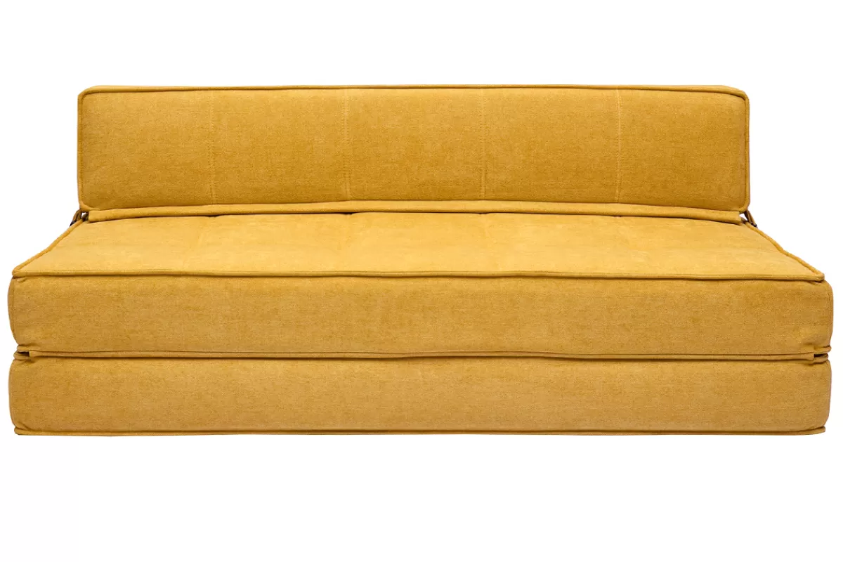 Miliboo Sillones Cama-Sillón cama de 2 plazas de tejido efecto aterciopelado amarillo mostaza KATY