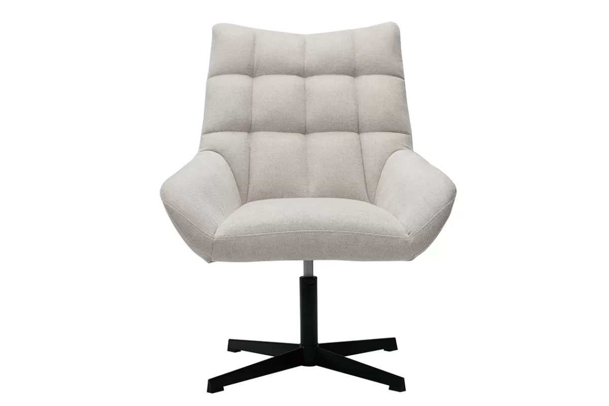 Miliboo Sillones | Sillón-Sillón de diseño giratorio de tejido efecto aterciopelado texturizado beige KING