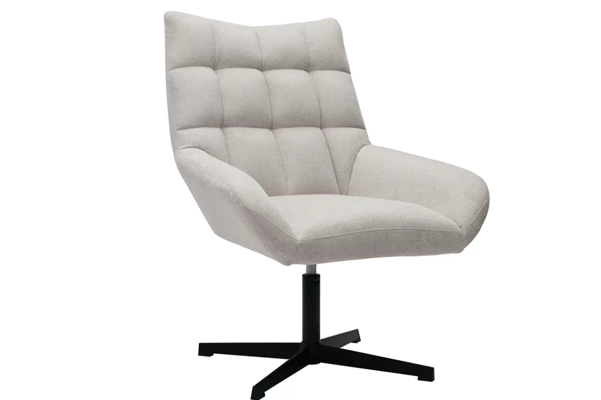 Miliboo Sillones | Sillón-Sillón de diseño giratorio de tejido efecto aterciopelado texturizado beige KING