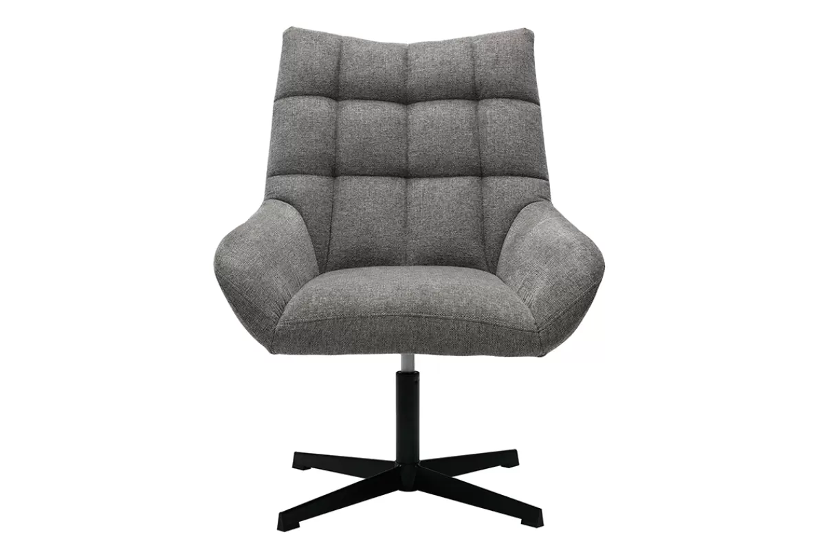 Miliboo Sillones | Sillón-Sillón de diseño giratorio de tejido efecto aterciopelado texturizado gris KING