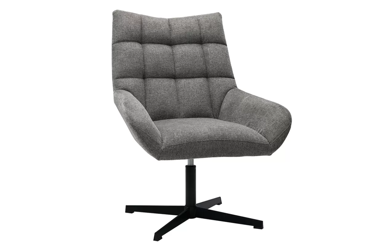 Miliboo Sillones | Sillón-Sillón de diseño giratorio de tejido efecto aterciopelado texturizado gris KING