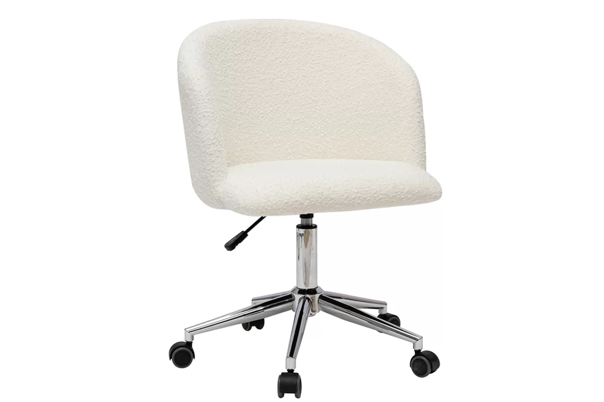 Miliboo Silla De Oficina | Sillón De Oficina A Precios Bajos-Sillón de escritorio de tejido efecto borreguillo VANITY