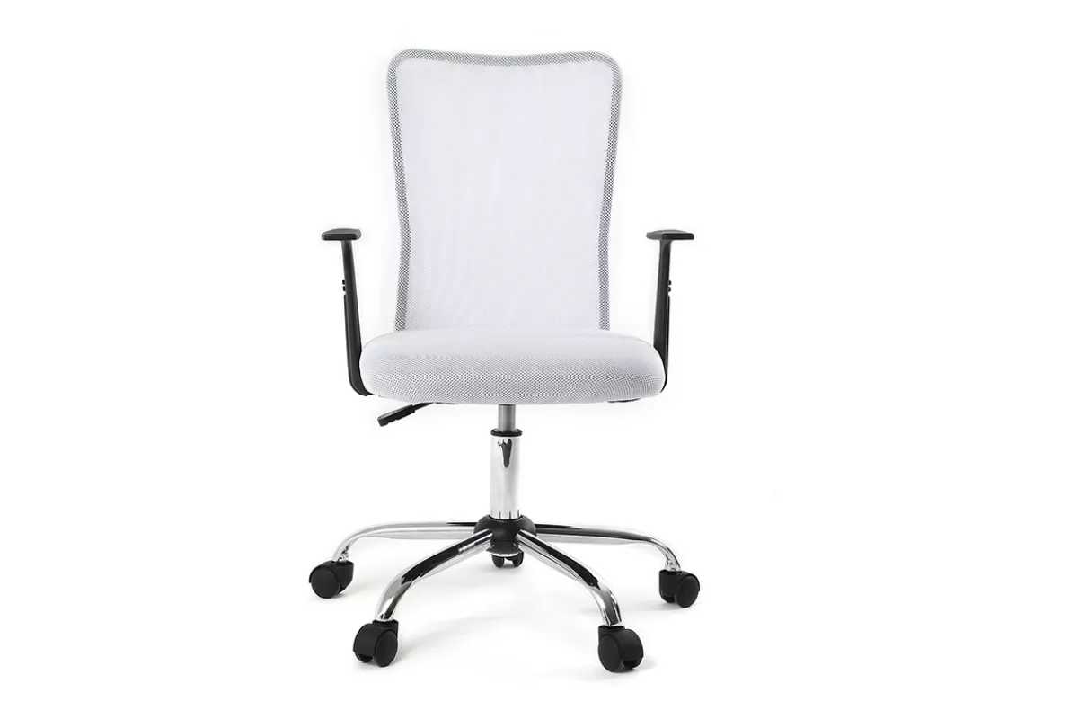 Miliboo Silla De Oficina | Sillón De Oficina A Precios Bajos-Sillón de escritorio diseño malla blanca PLUZ