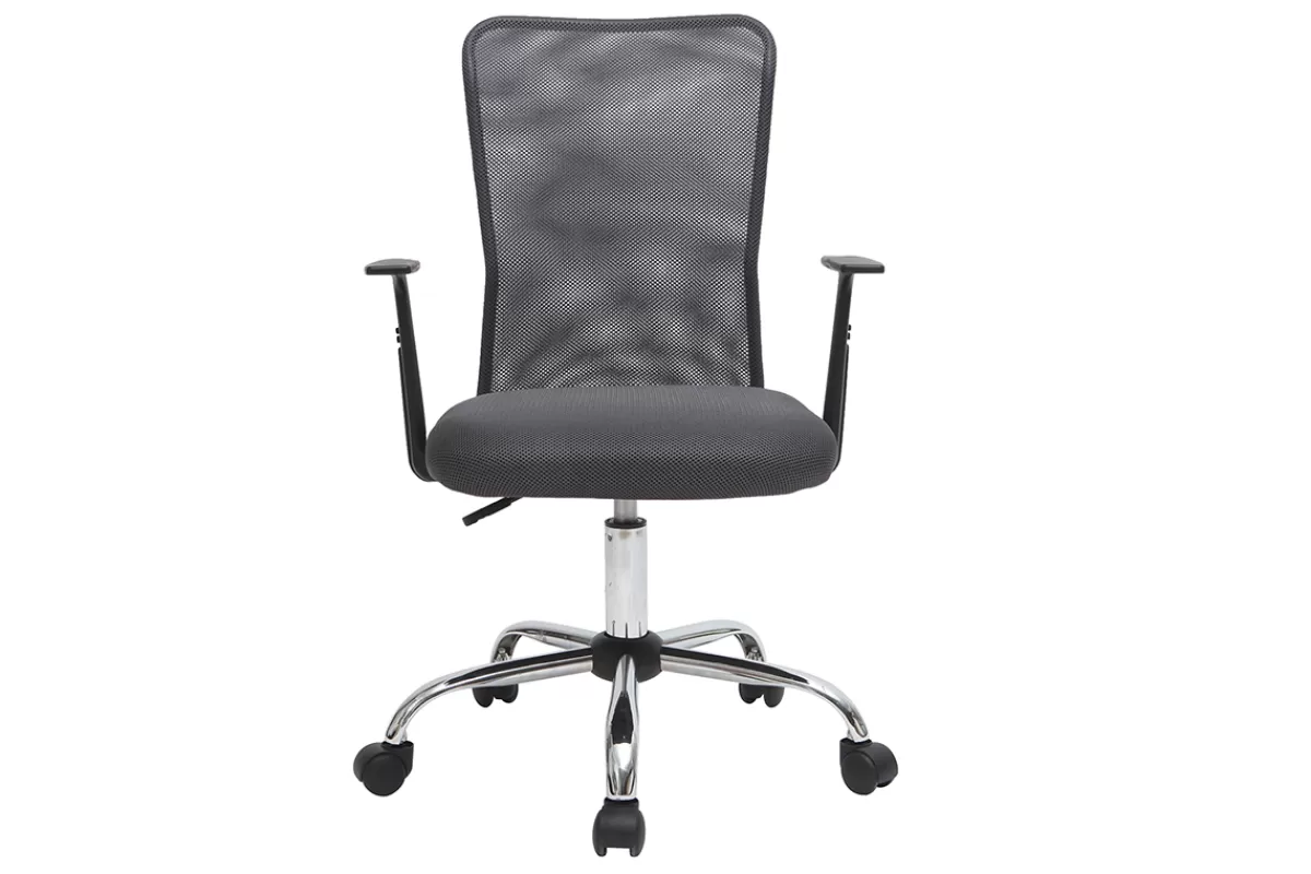 Miliboo Silla De Oficina | Sillón De Oficina A Precios Bajos-Sillón de escritorio diseño malla gris PLUZ
