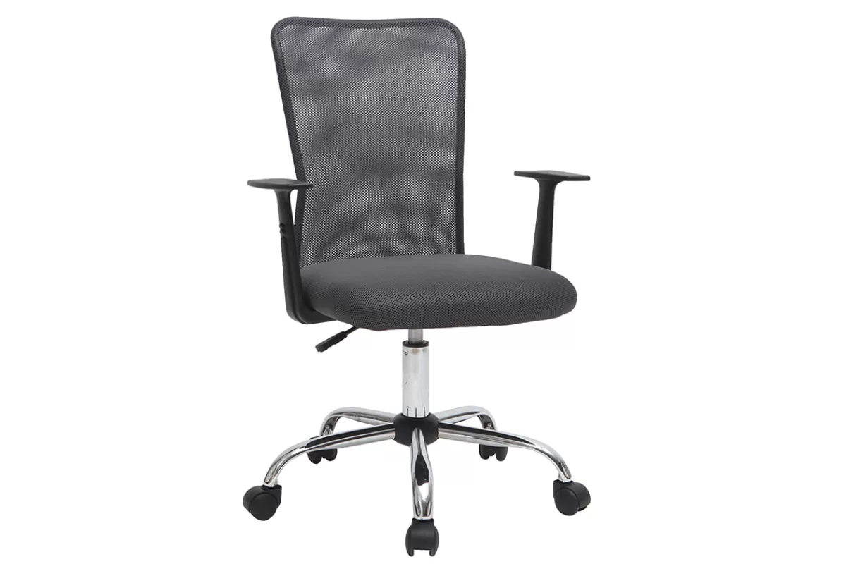 Miliboo Silla De Oficina | Sillón De Oficina A Precios Bajos-Sillón de escritorio diseño malla gris PLUZ
