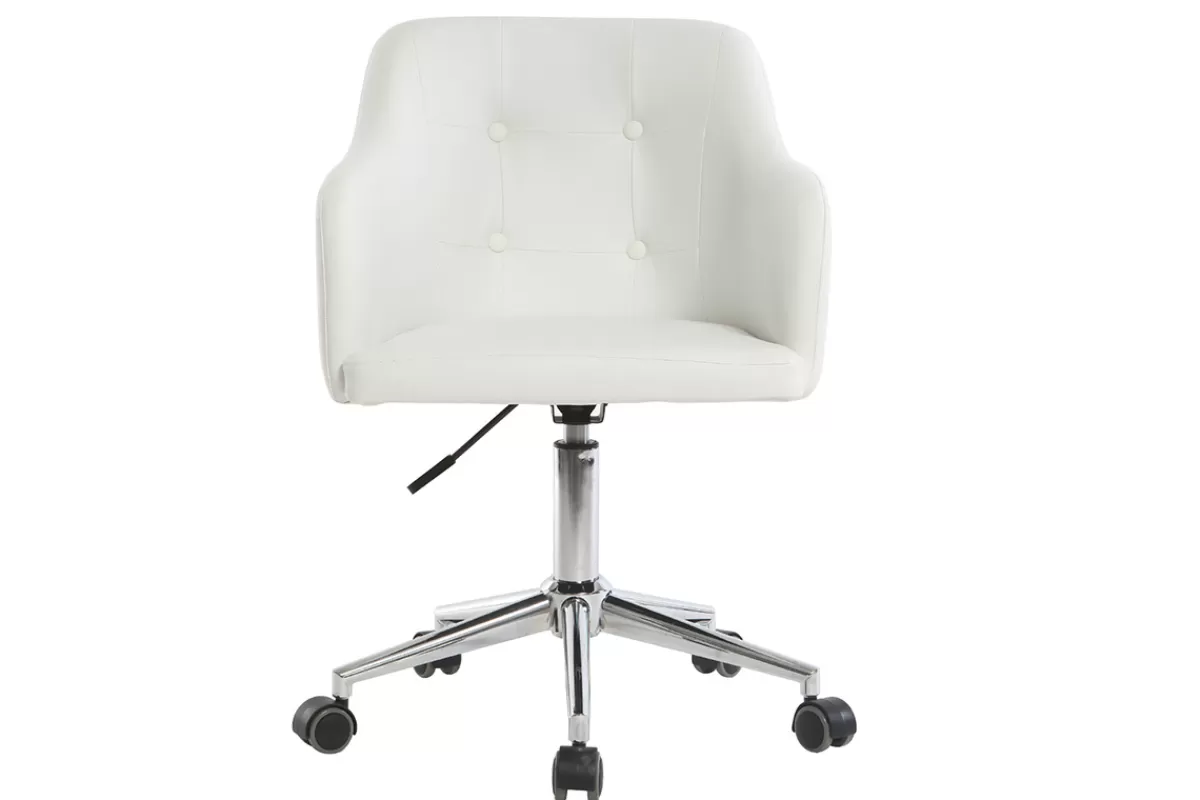 Miliboo Silla De Oficina | Sillón De Oficina A Precios Bajos-Sillón de escritorio diseño PU blanco BALTIK