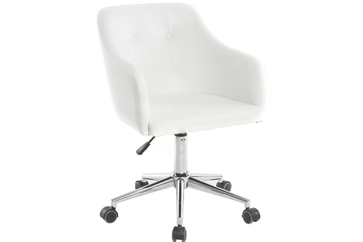 Miliboo Silla De Oficina | Sillón De Oficina A Precios Bajos-Sillón de escritorio diseño PU blanco BALTIK