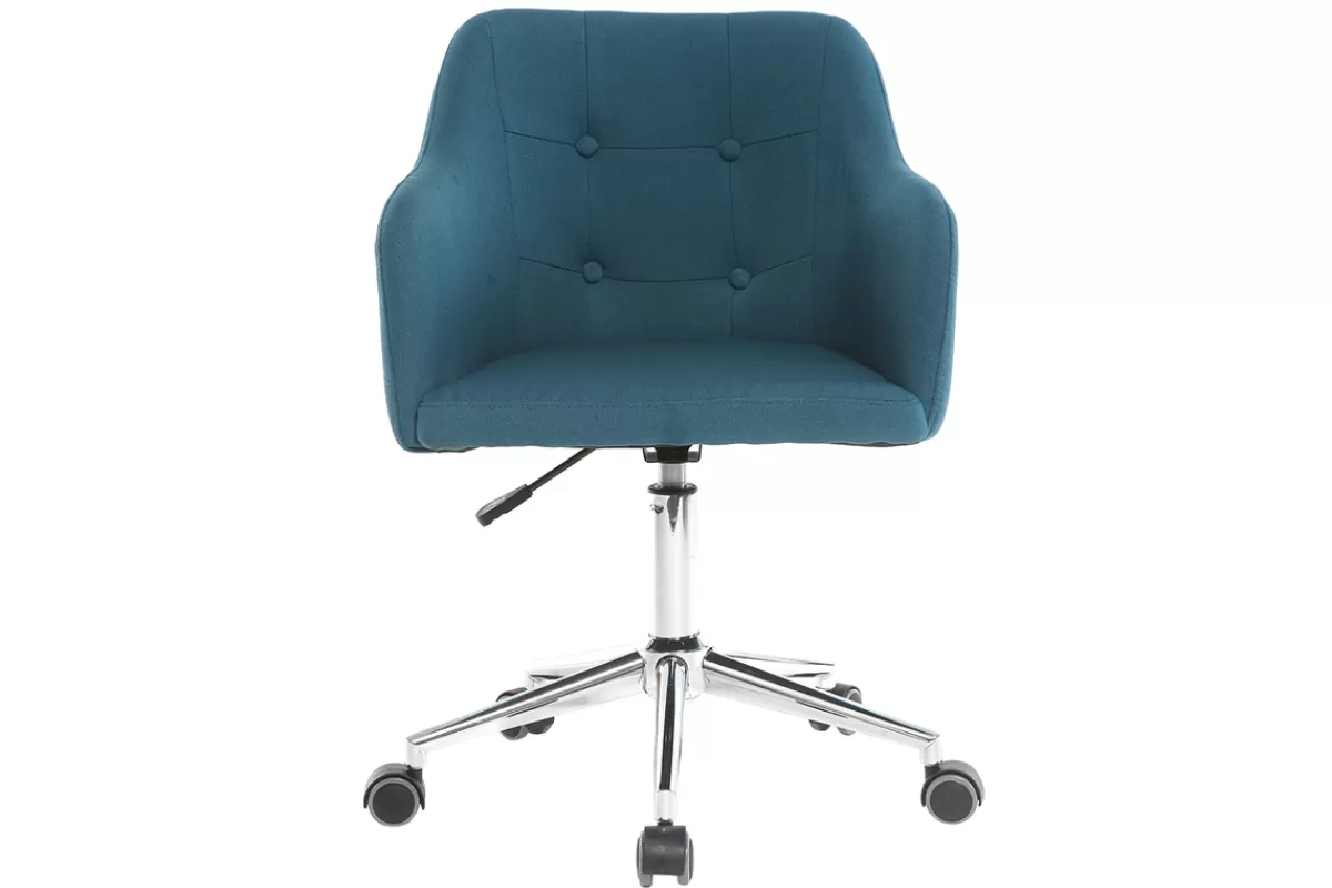 Miliboo Silla De Oficina | Sillón De Oficina A Precios Bajos-Sillón de escritorio diseño tejido azul petróleo BALTIK
