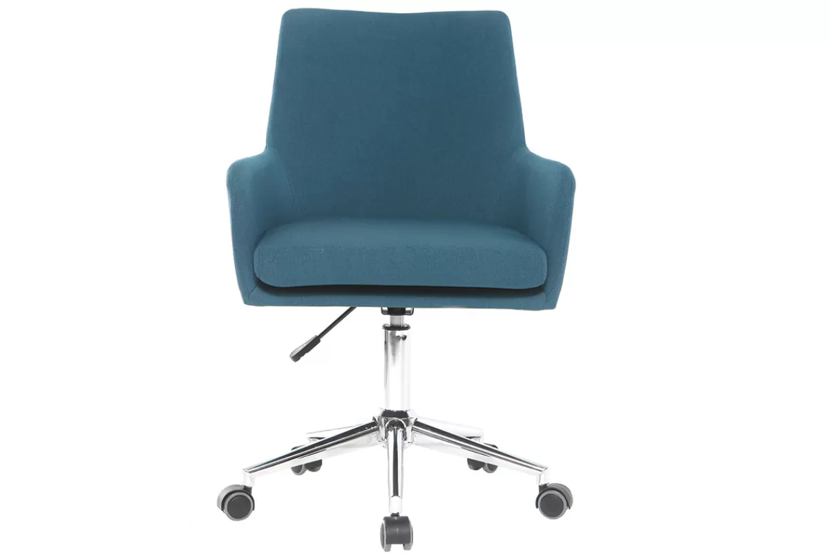 Miliboo Silla De Oficina | Sillón De Oficina A Precios Bajos-Sillón de escritorio diseño tejido azul petróleo SHANA