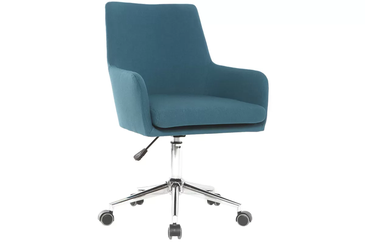 Miliboo Silla De Oficina | Sillón De Oficina A Precios Bajos-Sillón de escritorio diseño tejido azul petróleo SHANA