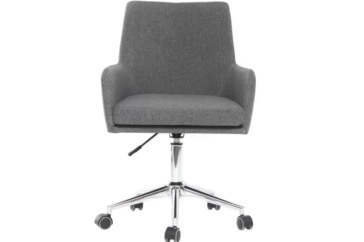 Miliboo Silla De Oficina | Sillón De Oficina A Precios Bajos-Sillón de escritorio diseño tejido gris antracita SHANA