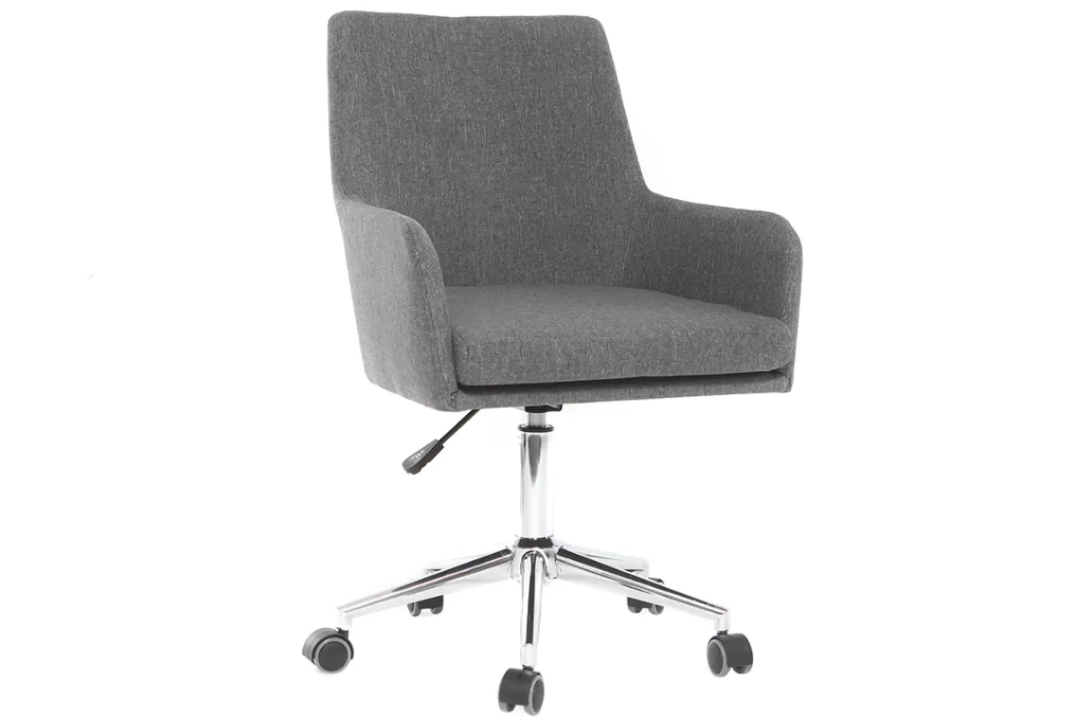 Miliboo Silla De Oficina | Sillón De Oficina A Precios Bajos-Sillón de escritorio diseño tejido gris antracita SHANA