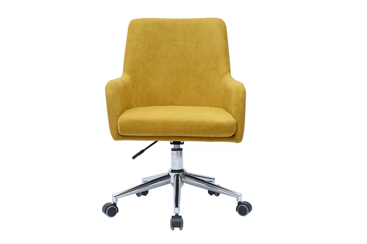 Miliboo Silla De Oficina-Sillón de escritorio diseño terciopelo amarillo mostaza SHANA