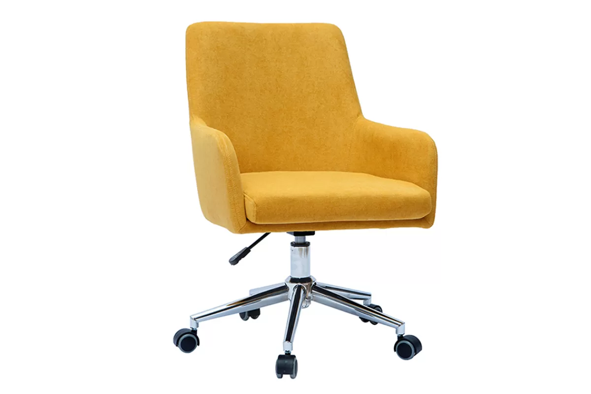 Miliboo Silla De Oficina-Sillón de escritorio diseño terciopelo amarillo mostaza SHANA