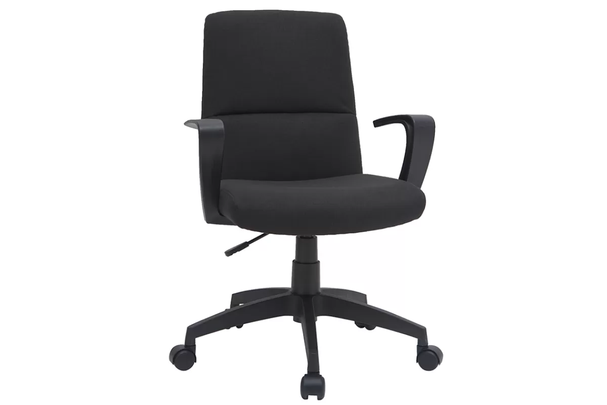 Miliboo Silla De Oficina | Sillón De Oficina A Precios Bajos-Sillón de escritorio en tejido negro CHUCK