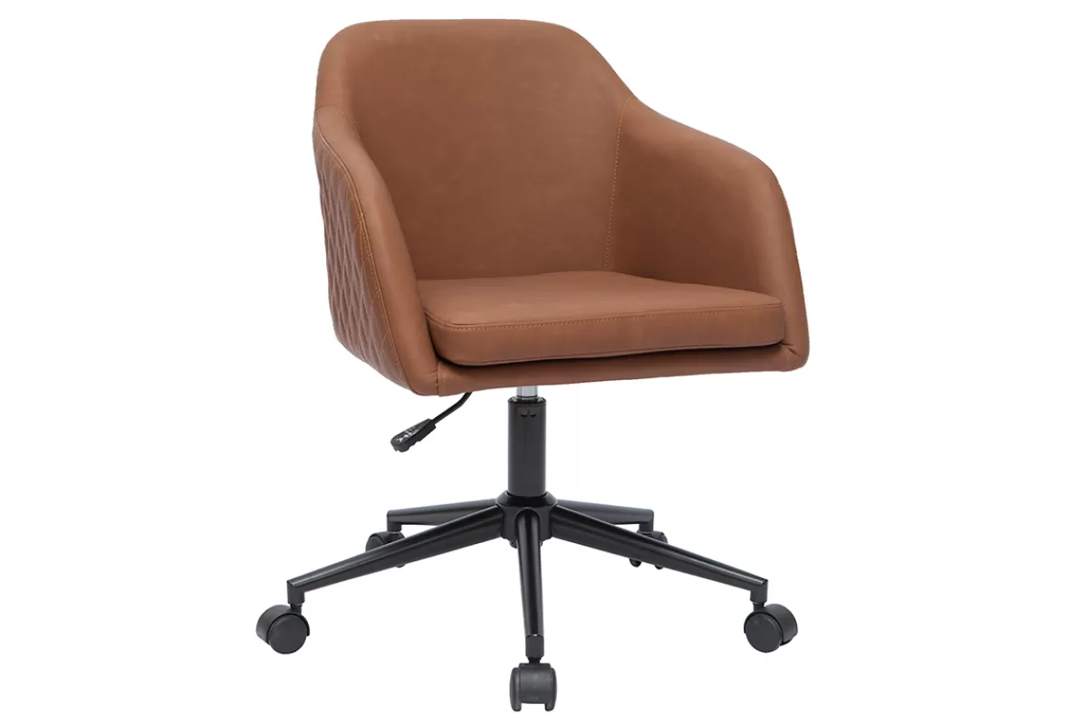 Miliboo Silla De Oficina | Sillón De Oficina A Precios Bajos-Sillón de escritorio moderno marrón DOUG