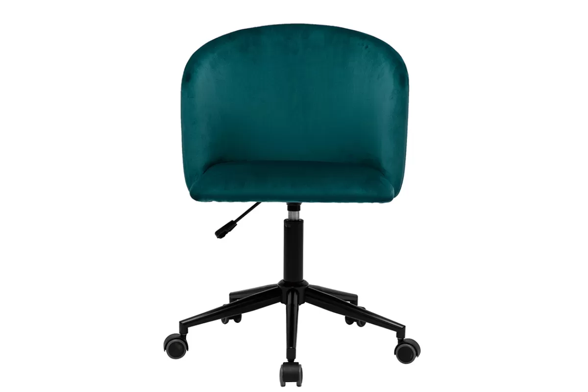 Miliboo Silla De Oficina | Sillón De Oficina A Precios Bajos-Sillón de escritorio terciopelo azul petróleo VANITY
