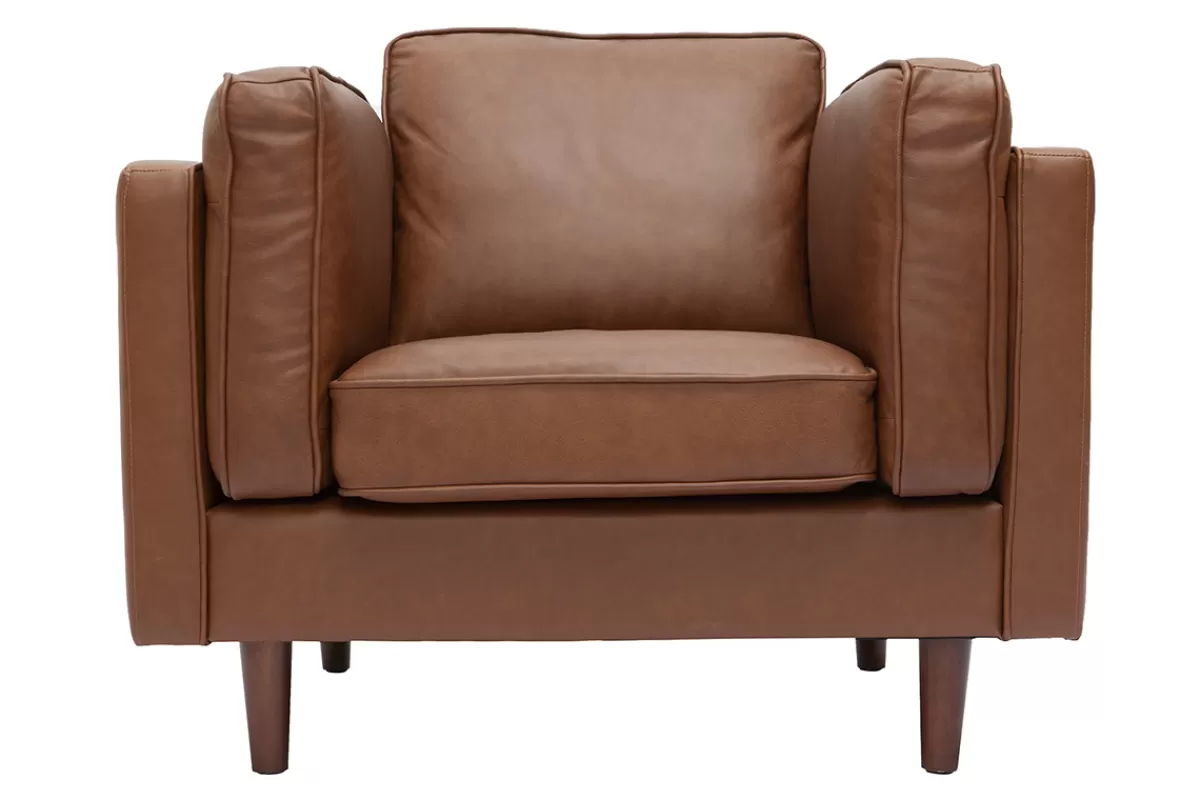 Miliboo Sillones | Sillón-Sillón de piel de búfalo vintage marrón BRADLEY