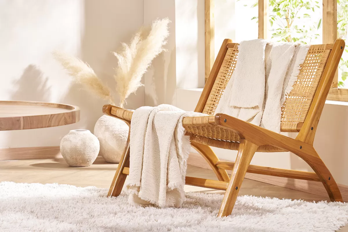 Miliboo Sillones | Sillón-Sillón de teca y ratán natural HAMMA