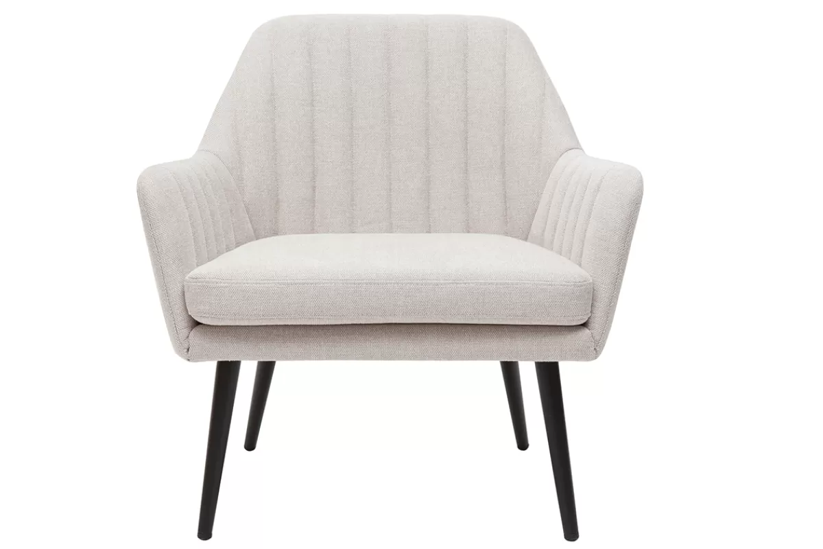 Miliboo Sillones | Sillón-Sillón de tejido efecto aterciopelado texturizado beige y metal GASTON