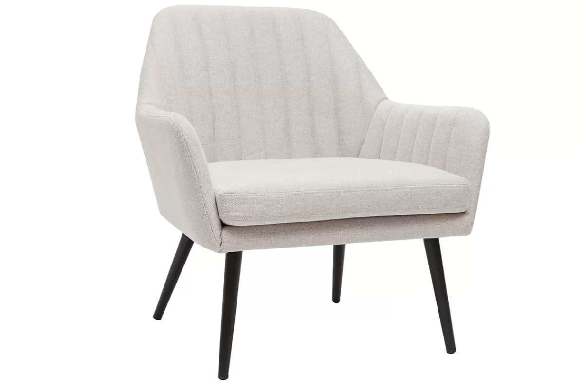 Miliboo Sillones | Sillón-Sillón de tejido efecto aterciopelado texturizado beige y metal GASTON