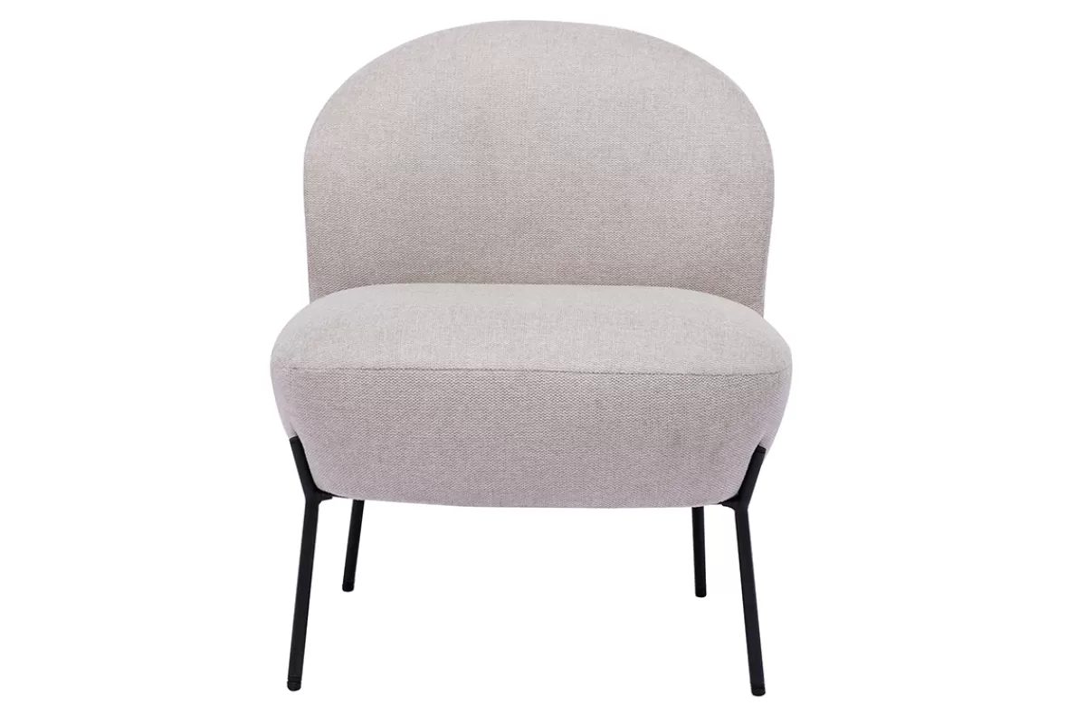 Miliboo Sillones | Sillón-Sillón de tejido efecto aterciopelado texturizado beige y metal negro BELEY