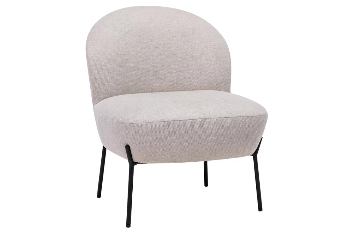 Miliboo Sillones | Sillón-Sillón de tejido efecto aterciopelado texturizado beige y metal negro BELEY