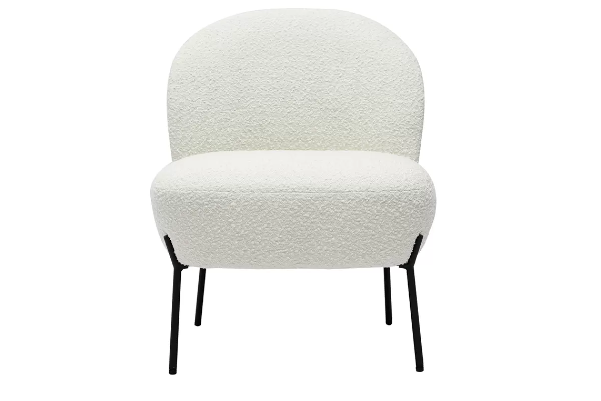 Miliboo Sillones | Sillón-Sillón de tejido efecto borreguillo blanco y metal negro BELEY