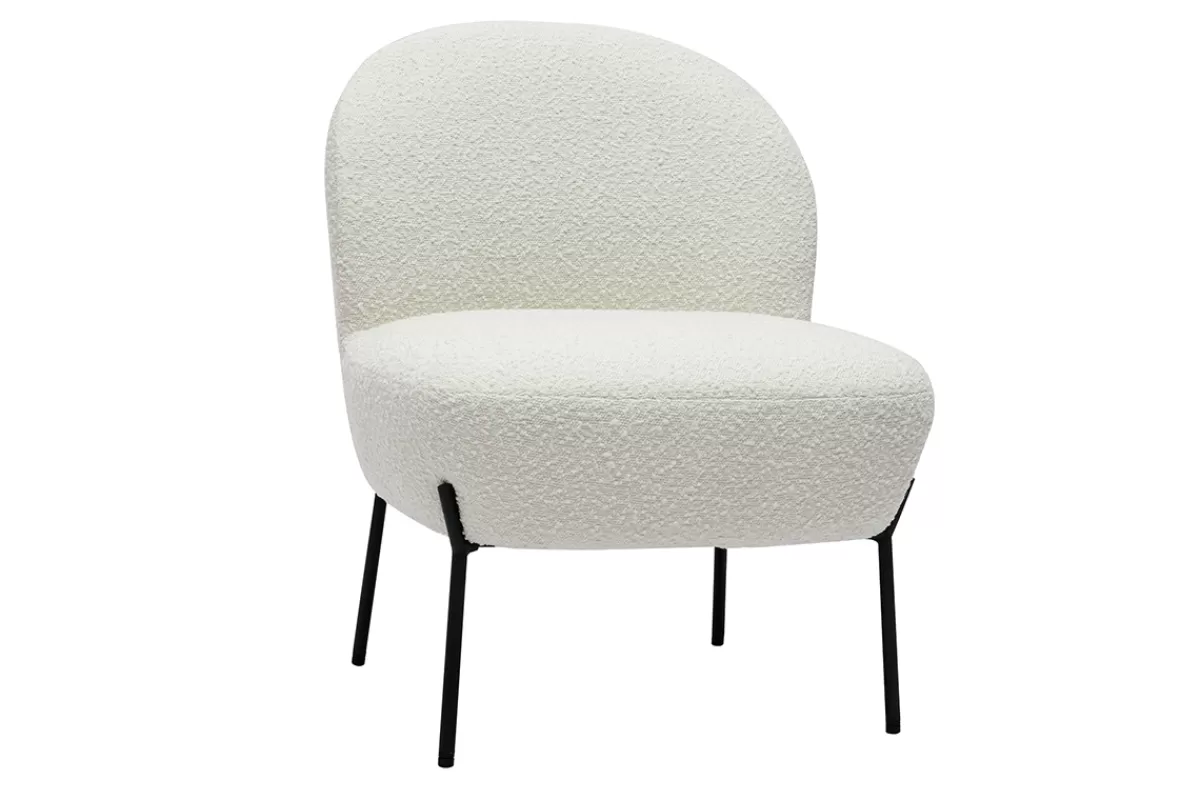 Miliboo Sillones | Sillón-Sillón de tejido efecto borreguillo blanco y metal negro BELEY