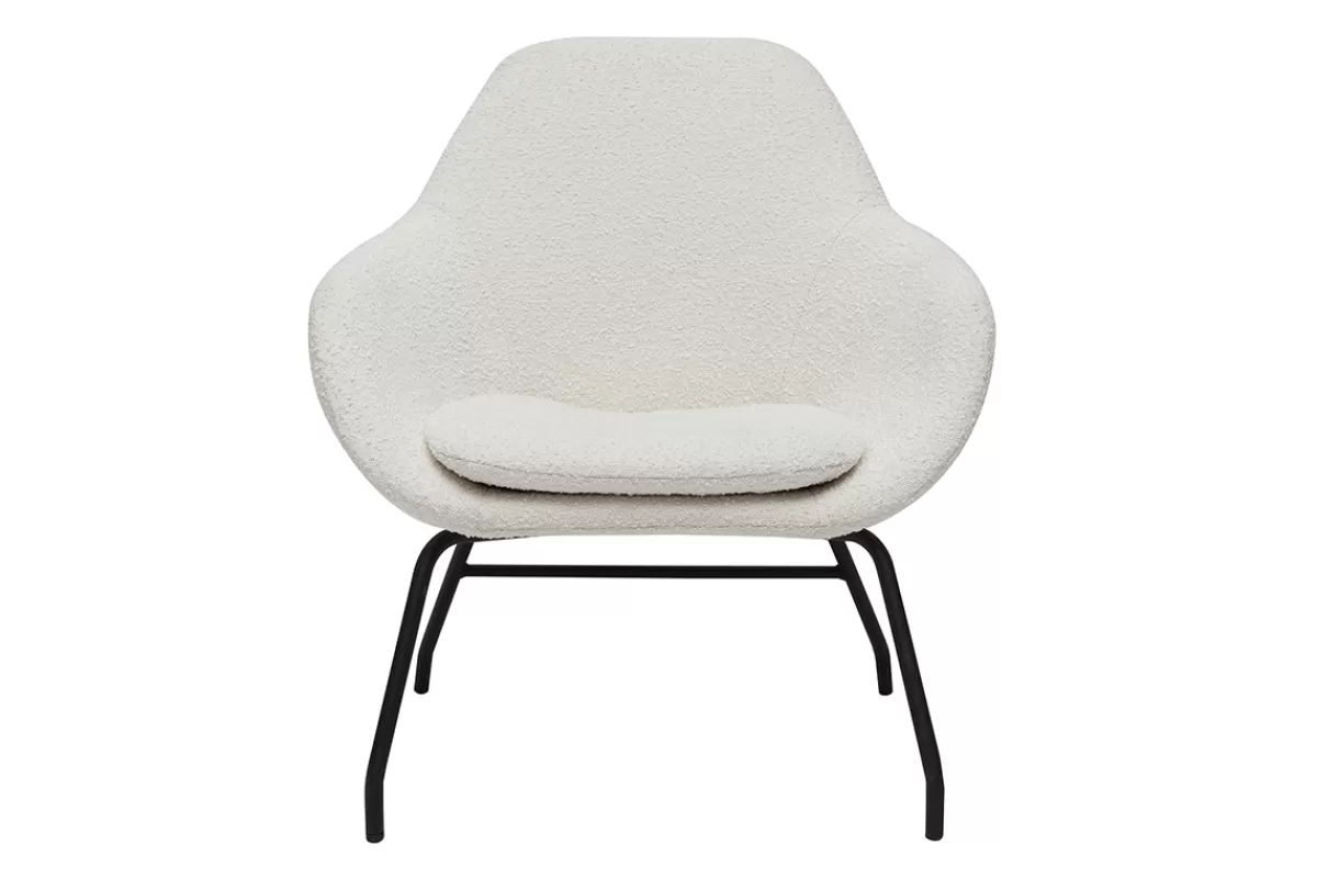 Miliboo Sillones | Sillón-Sillón de tejido efecto borreguillo color crudo y metal negro MAYNE