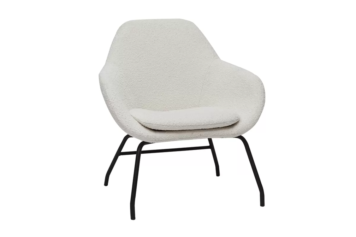 Miliboo Sillones | Sillón-Sillón de tejido efecto borreguillo color crudo y metal negro MAYNE