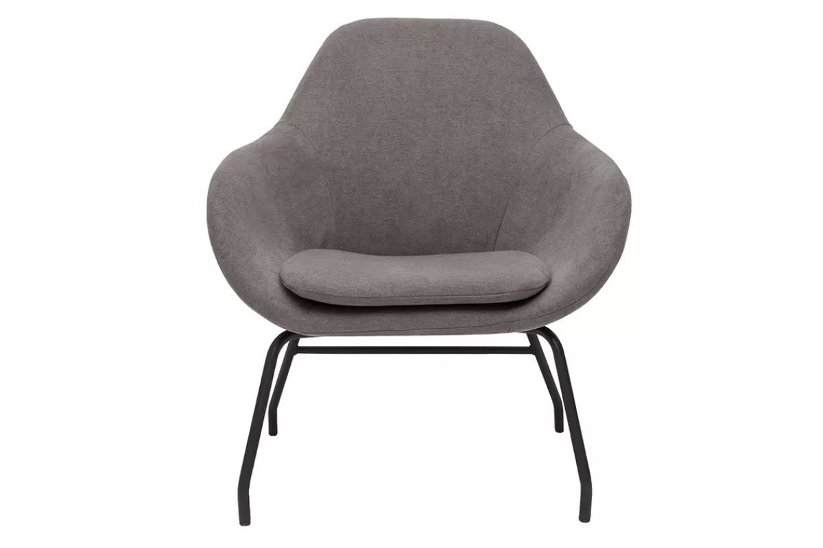 Miliboo Sillones | Sillón-Sillón de tela efecto aterciopelado gris y metal negro MAYNE