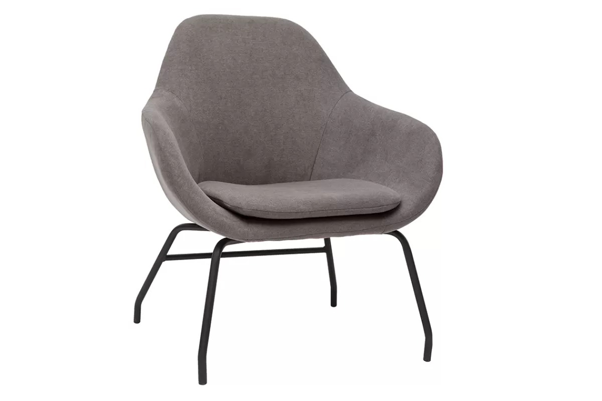 Miliboo Sillones | Sillón-Sillón de tela efecto aterciopelado gris y metal negro MAYNE