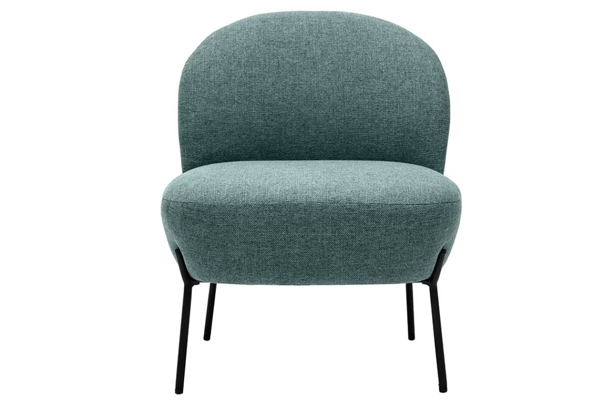 Miliboo Sillones | Sillón-Sillón de tela verde grisáceo y metal negro BELEY