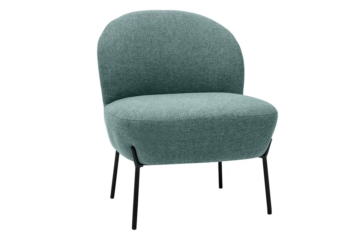 Miliboo Sillones | Sillón-Sillón de tela verde grisáceo y metal negro BELEY