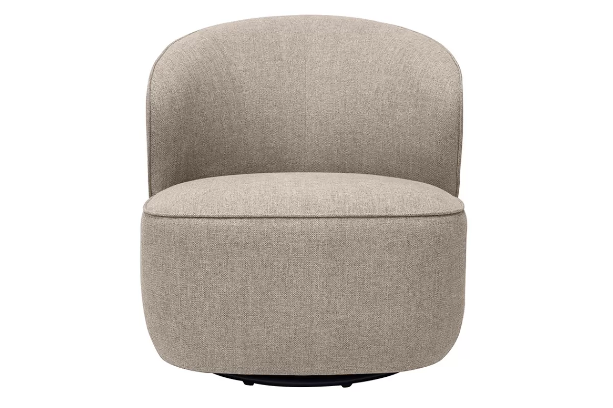 Miliboo Sillones | Sillón-Sillón diseño giratorio de tela efecto terciopelo texturizado color topo AMBER