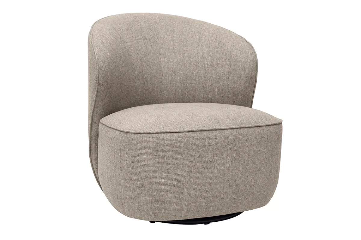 Miliboo Sillones | Sillón-Sillón diseño giratorio de tela efecto terciopelo texturizado color topo AMBER