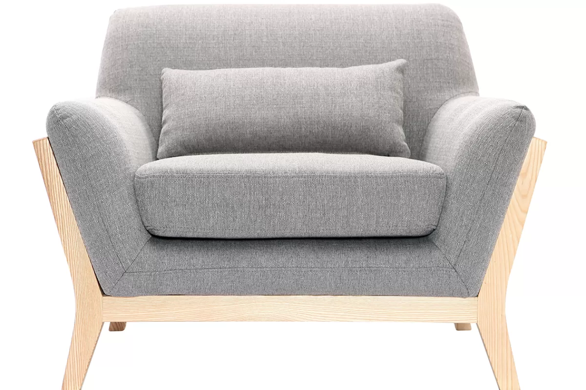 Miliboo Sillones | Sillón-Sillón diseño gris patas madera YOKO