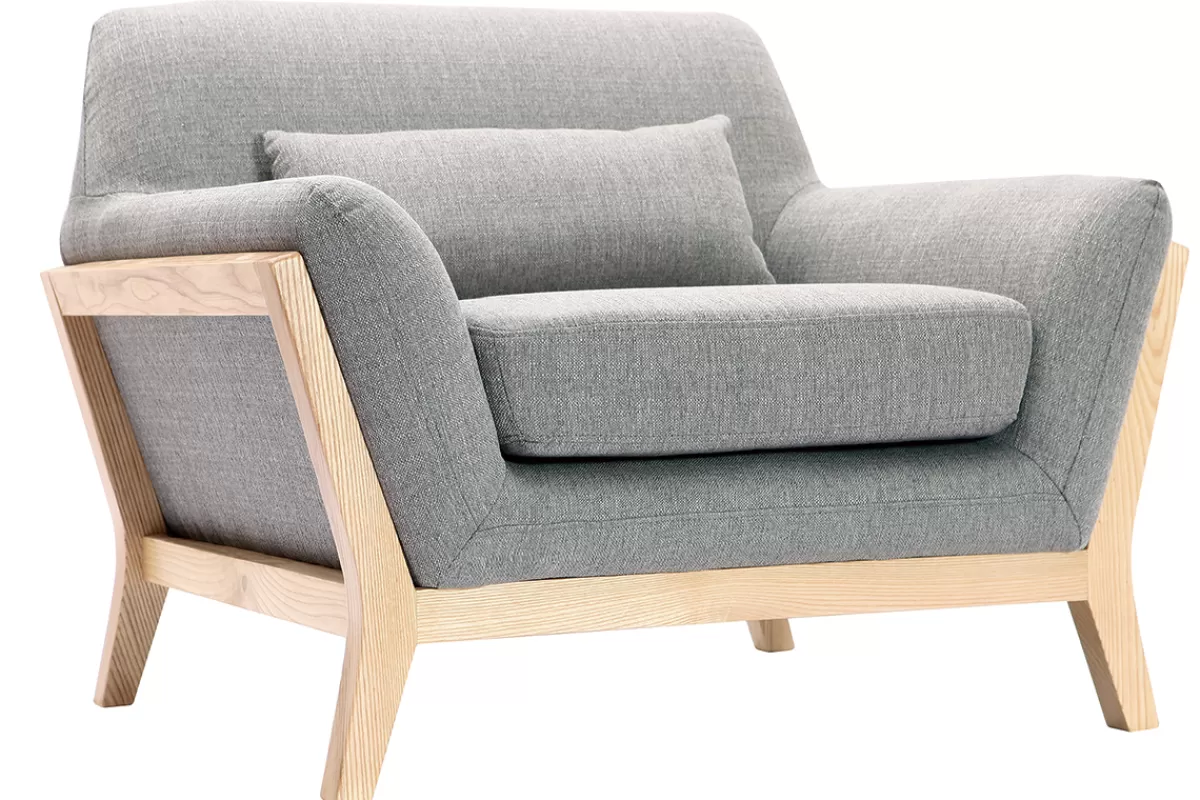 Miliboo Sillones | Sillón-Sillón diseño gris patas madera YOKO