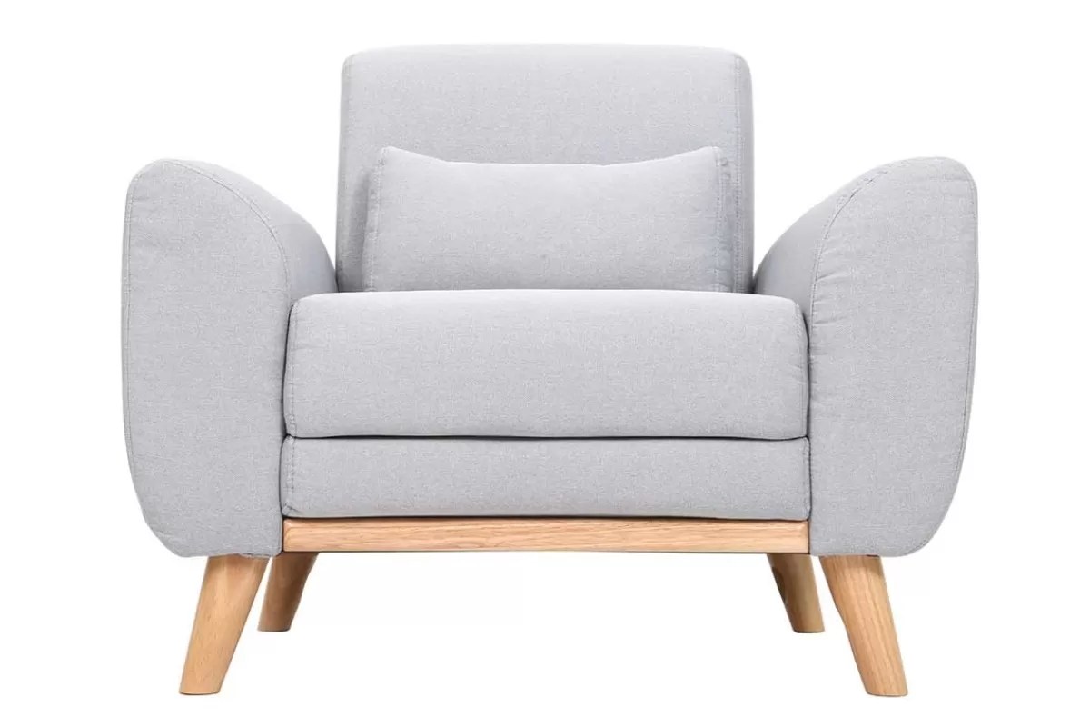 Miliboo Sillones | Sillón-Sillón diseño tejido gris y roble EKTOR