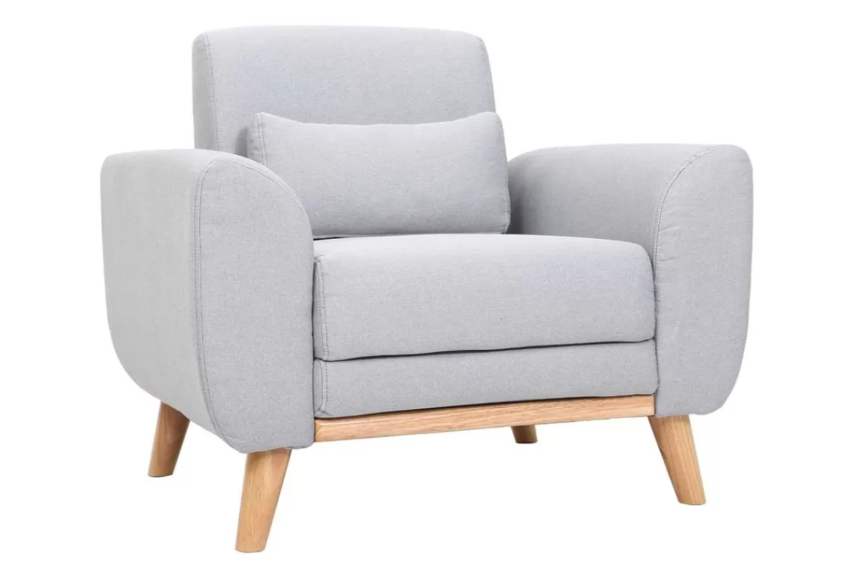 Miliboo Sillones | Sillón-Sillón diseño tejido gris y roble EKTOR