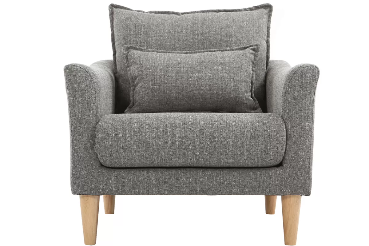 Miliboo Sillones | Sillón-Sillón diseño tejido gris y y roble KATE